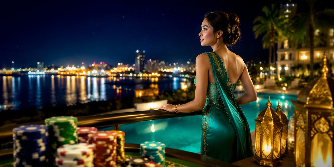 Permainan rummy semasa Hari Raya di Malaysia dengan suasana meriah dan antara muka dalam talian